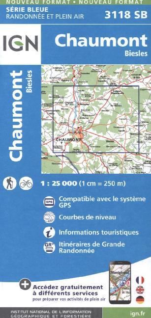 IGN Karte, Serie Bleue Chaumont Biesles main product photo
