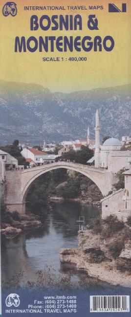 International Travel Map ITM Bosnia & Montenegro main product photo