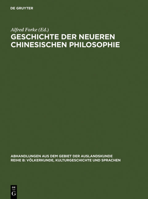 Geschichte der neueren chinesischen Philosophie main product photo