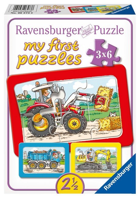Ravensburger Kinderpuzzle - 06573 Bagger, Traktor und Kipplader - my first puzzle mit 3x6 Teilen - Puzzle für Kinder ab 2,5 Jahren main product photo