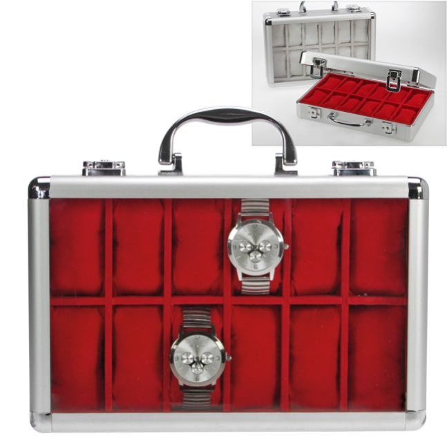 Uhrenkoffer Aluminium Velours rot main product photo