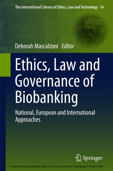 Ethics, Law and Governance of Biobanking main product photo