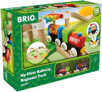 BRIO World 33727 Mein erstes BRIO Bahn Spiel Set - Zug mit Waggon, Schienen & Hängebrücke für Kleinkinder - BRIO Einsteiger-Set empfohlen ab 18 Monaten