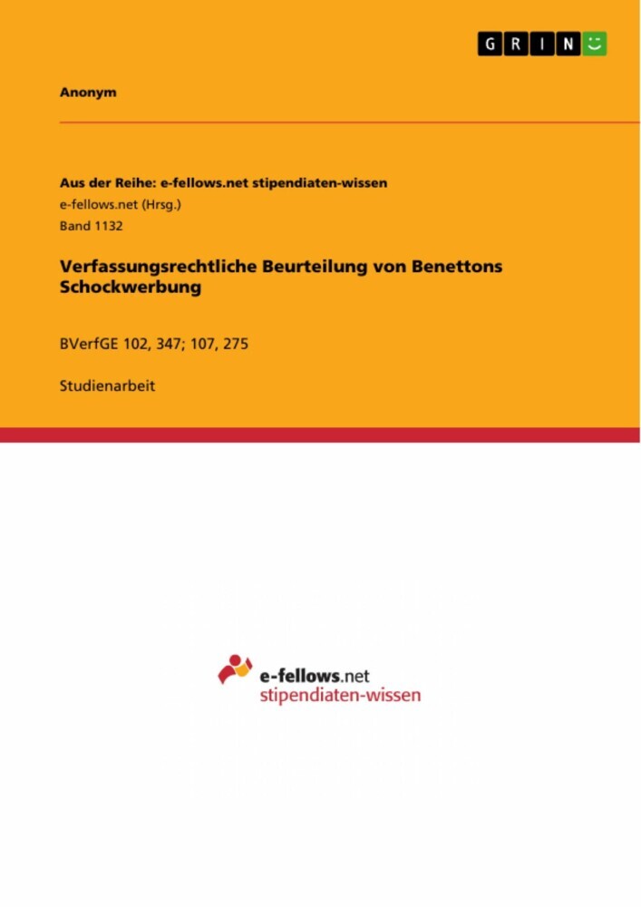 Verfassungsrechtliche Beurteilung von Benettons Schockwerbung main product photo