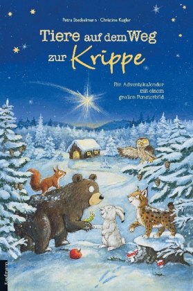 Tiere auf dem Weg zur Krippe. Ein Adventskalender mit einem großen Fensterbild