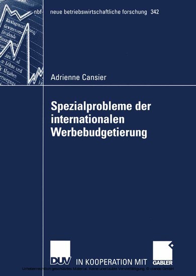 Spezialprobleme der internationalen Werbebudgetierung main product photo