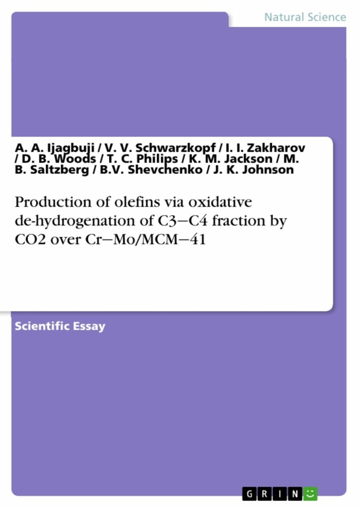 Production of olefins via oxidative de-hydrogenation of C3-C4 fraction by CO2 over Cr-Mo/MCM-41 main product photo