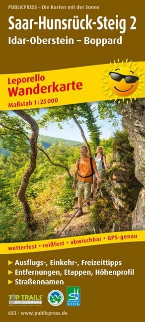PublicPress Leporello Wanderkarte Saar-Hunsrück-Steig 2, Idar-Oberstein - Boppard main product photo