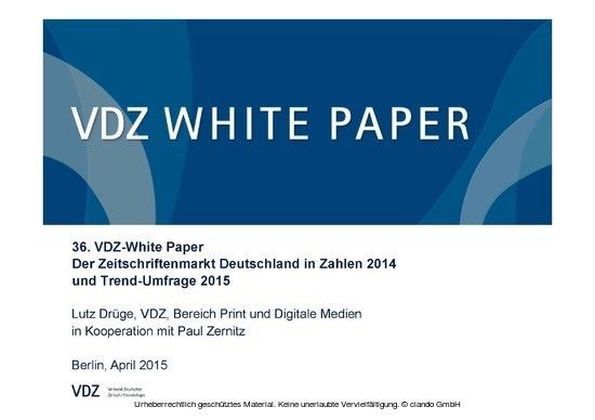 Der Zeitschriftenmarkt Deutschland in Zahlen 2014 und Trend-Umfrage 2015 main product photo