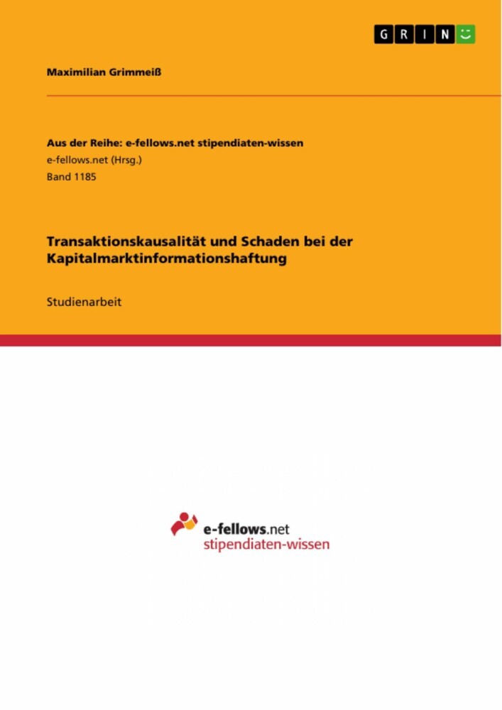 Transaktionskausalität und Schaden bei der Kapitalmarktinformationshaftung main product photo