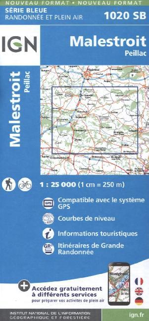 IGN Karte, Serie Bleue Top 25 Malestroit Peillac main product photo
