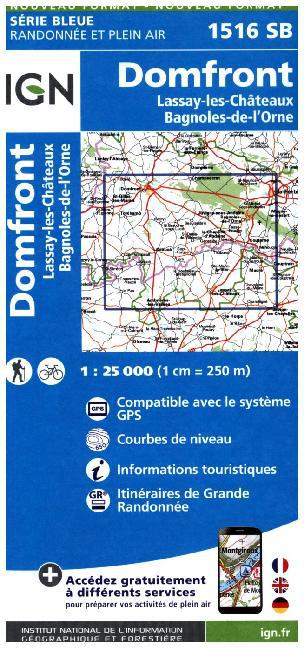 IGN Karte, Serie Bleue Top 25 Domfront Lassay main product photo