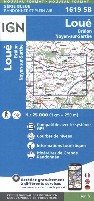 IGN Karte, Serie Bleue Top 25 Loué Brûlon Noyen main product photo