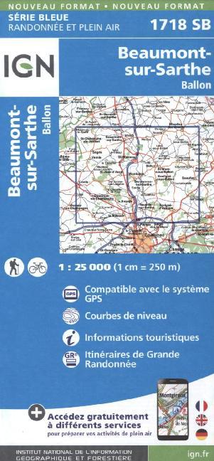 IGN Karte, Serie Bleue Top 25 Beaumont Sarthe main product photo
