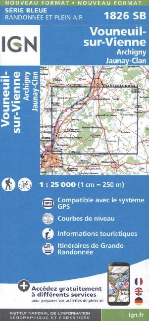 IGN Karte, Serie Bleue Top 25 Vouneuil s.Vienne main product photo
