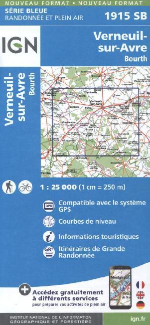 IGN Karte, Serie Bleue Top 25 Verneuil s. Avre main product photo