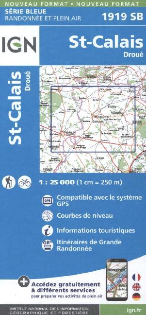 IGN Karte, Serie Bleue Top 25 St. Calais Droué main product photo