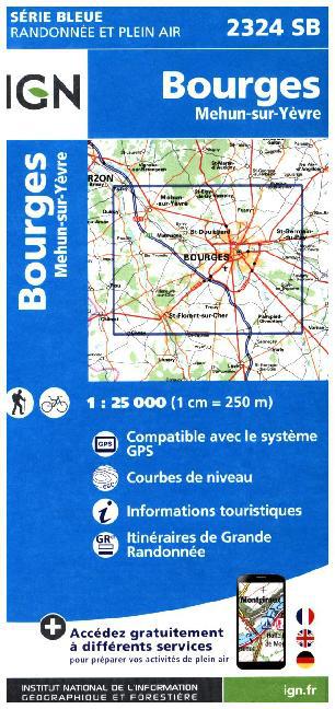 IGN Karte, Serie Bleue Top 25 Bourges Mehun main product photo