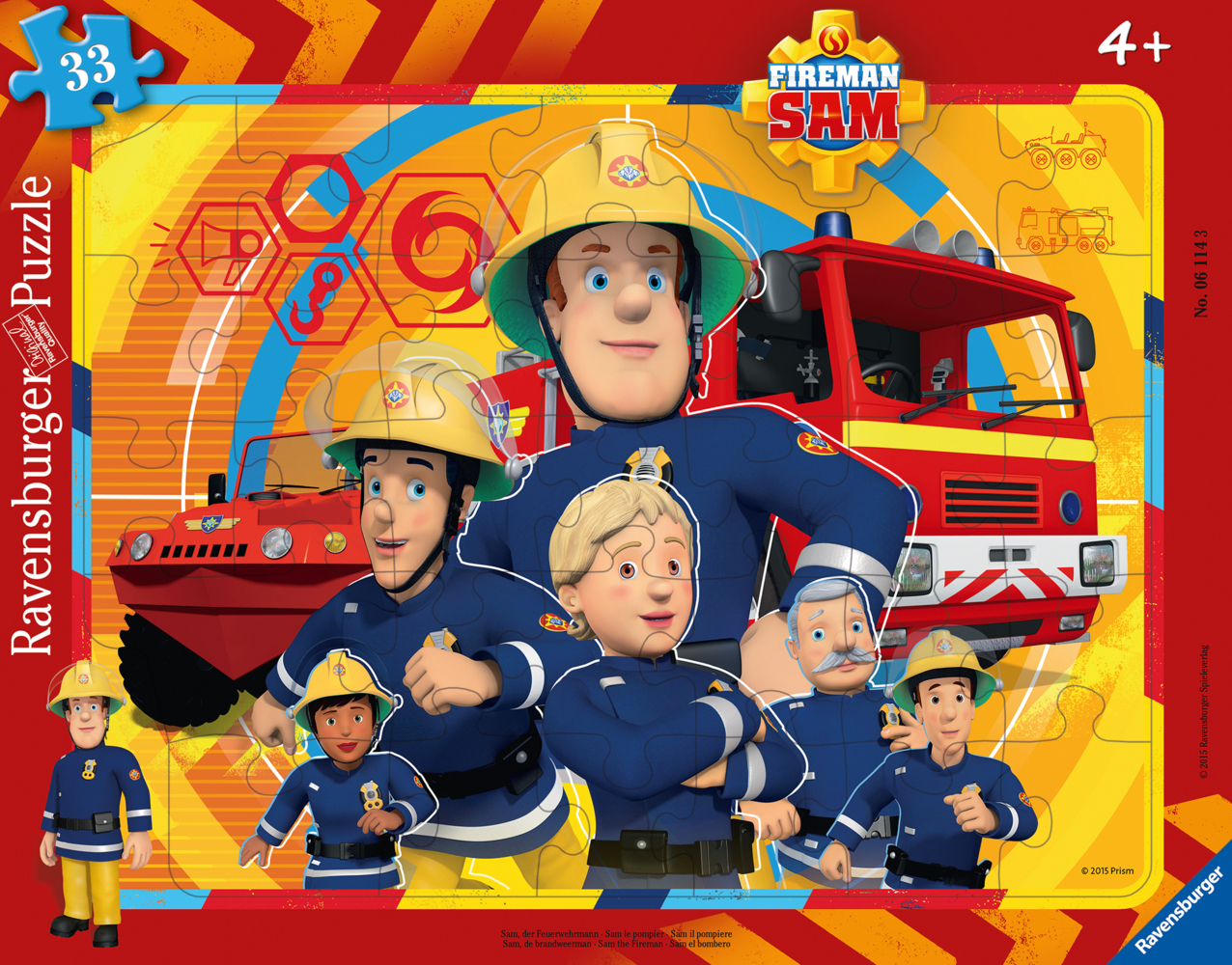 Ravensburger Kinderpuzzle - 06114 Sam, der Feuerwehrmann - Rahmenpuzzle für Kinder ab 4 Jahren, mit 33 Teilen main product photo