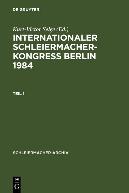 Internationaler Schleiermacher-Kongreß Berlin 1984 main product photo