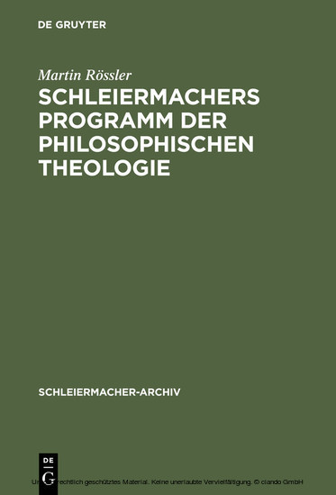 Schleiermachers Programm der Philosophischen Theologie main product photo