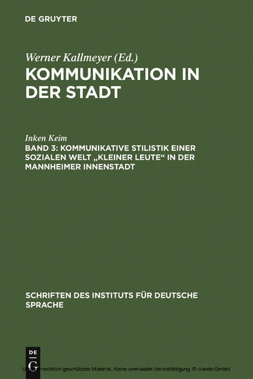 Kommunikative Stilistik einer sozialen Welt 'kleiner Leute' in der Mannheimer Innenstadt main product photo