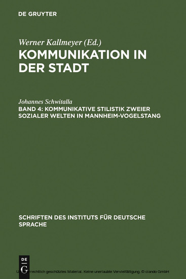Kommunikative Stilistik zweier sozialer Welten in Mannheim-Vogelstang main product photo