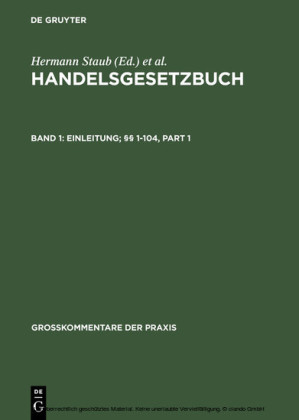 Handelsgesetzbuch - Einleitung; 1-104