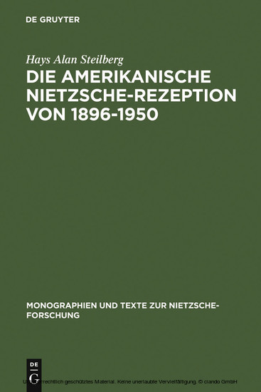 Die amerikanische Nietzsche-Rezeption von 1896-1950 main product photo