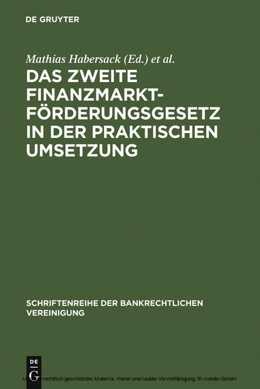 Das Zweite Finanzmarktförderungsgesetz in der praktischen Umsetzung main product photo