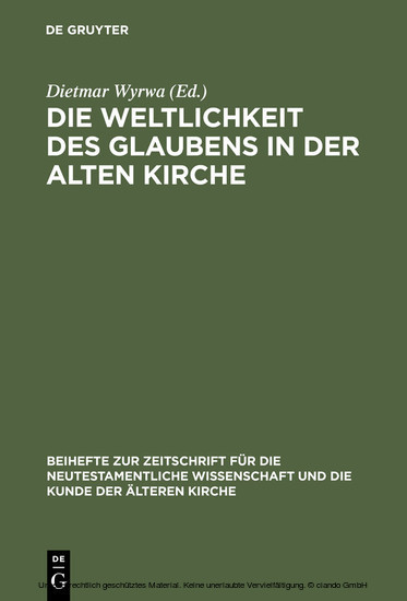 Die Weltlichkeit des Glaubens in der Alten Kirche main product photo