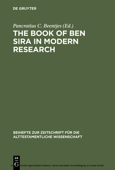 The Book of Ben Sira in Modern Research main product photo