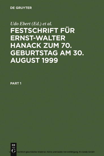 Festschrift für Ernst-Walter Hanack zum 70. Geburtstag am 30. August 1999 main product photo