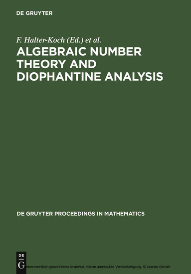 Algebraic Number Theory and Diophantine Analysis main product photo