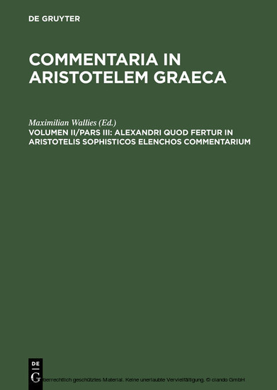 Alexandri quod fertur in Aristotelis sophisticos elenchos commentarium main product photo