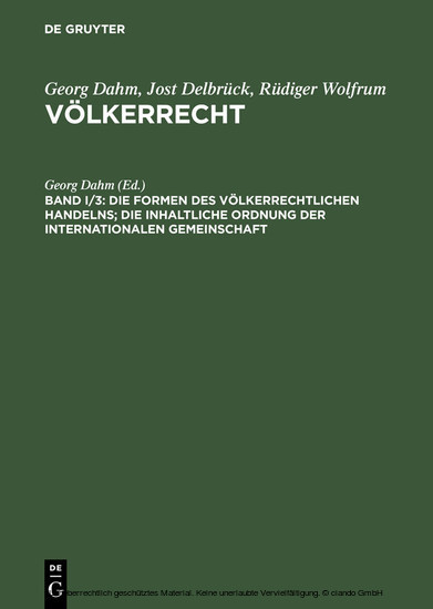 Die Formen des völkerrechtlichen Handelns; Die inhaltliche Ordnung der internationalen Gemeinschaft main product photo