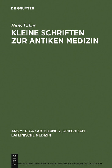 Kleine Schriften zur antiken Medizin main product photo