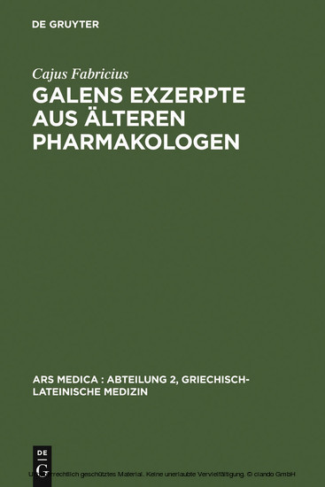 Galens Exzerpte aus älteren Pharmakologen main product photo