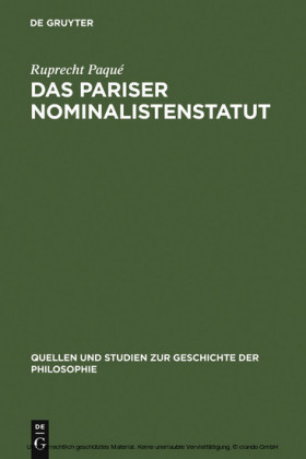 Das Pariser Nominalistenstatut