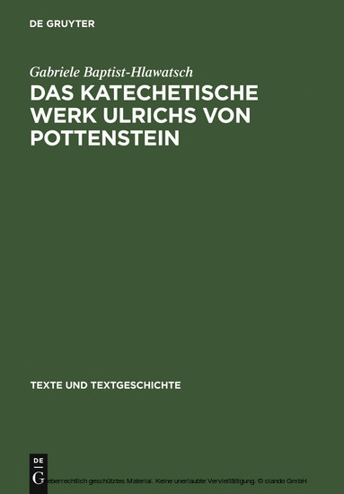 Das katechetische Werk Ulrichs von Pottenstein main product photo