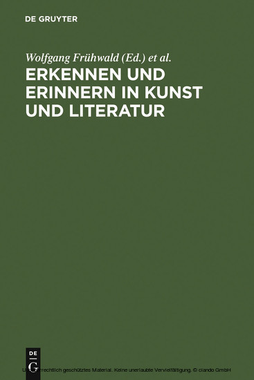 Erkennen und Erinnern in Kunst und Literatur main product photo
