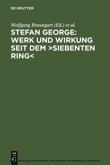 Stefan George: Werk und Wirkung seit dem Siebenten Ring main product photo