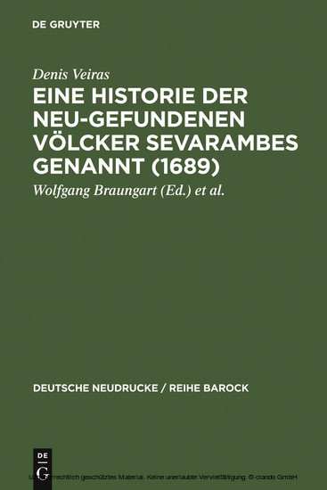 Eine Historie der Neu-gefundenen Völcker Sevarambes genannt (1689) main product photo