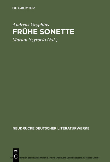 Frühe Sonette main product photo