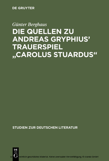 Die Quellen zu Andreas Gryphius' Trauerspiel 'Carolus Stuardus' main product photo
