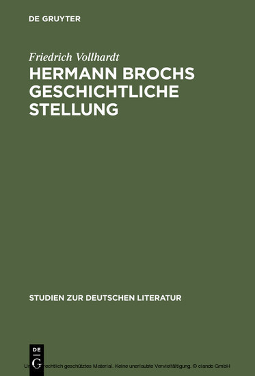 Hermann Brochs geschichtliche Stellung main product photo