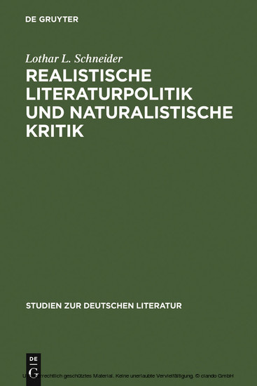 Realistische Literaturpolitik und naturalistische Kritik main product photo