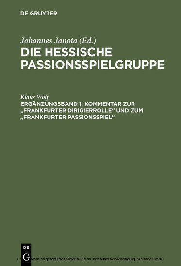 Kommentar zur 'Frankfurter Dirigierrolle' und zum 'Frankfurter Passionsspiel' main product photo