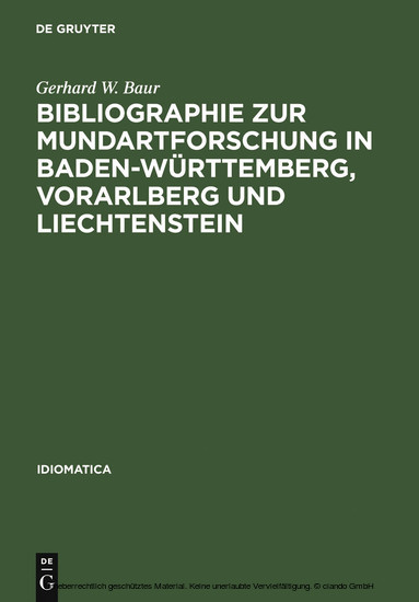 Bibliographie zur Mundartforschung in Baden-Württemberg, Vorarlberg und Liechtenstein main product photo
