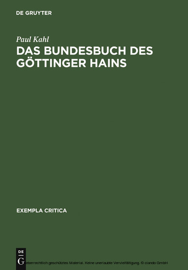 Das Bundesbuch des Göttinger Hains main product photo